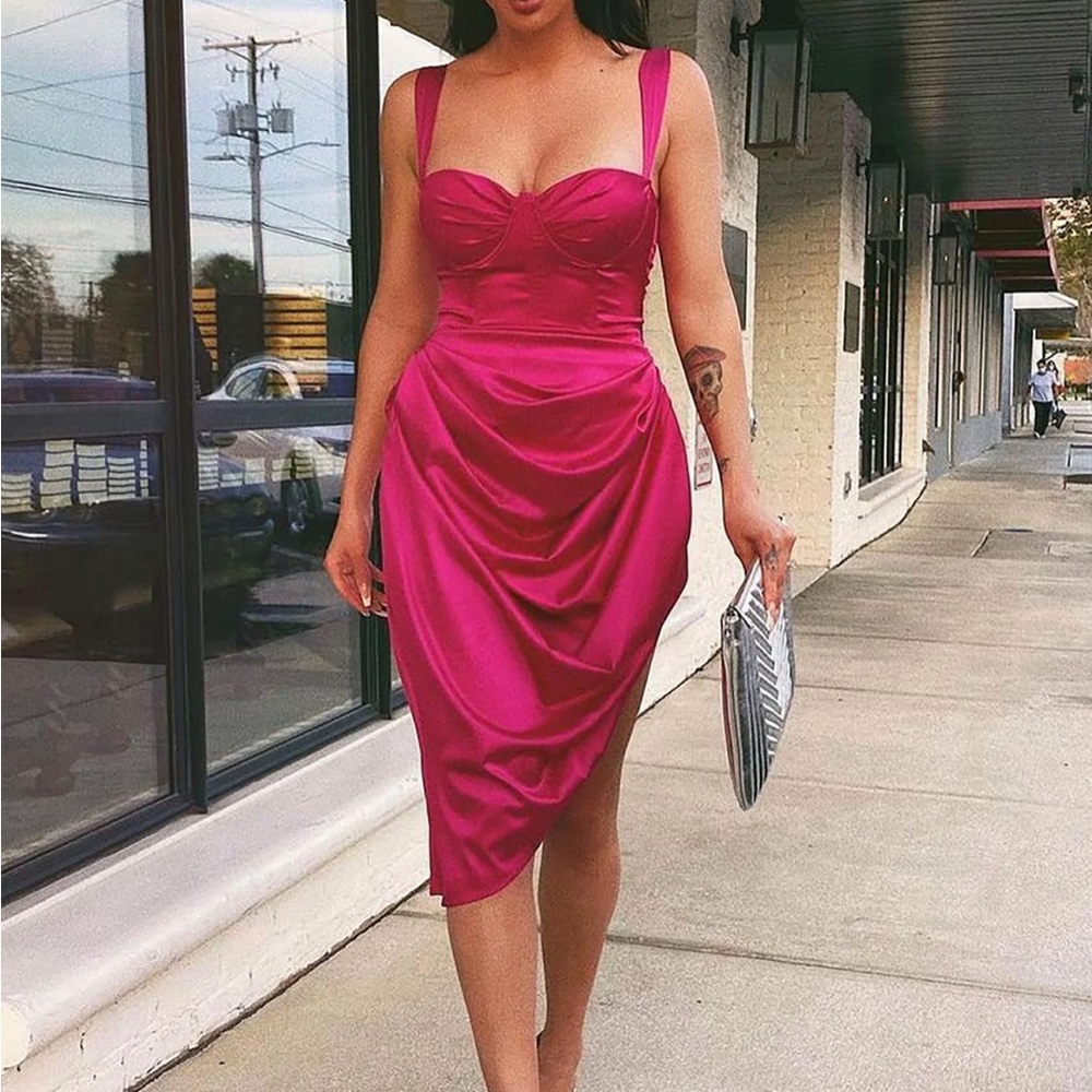 “With Love Satin MIDI Dress” Fashion Nova
